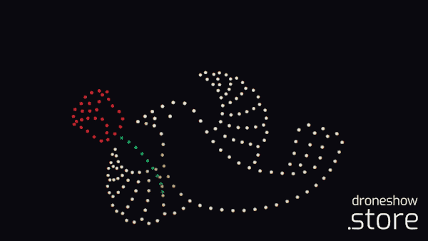 Animación de pájaros del amor - 200 drones
