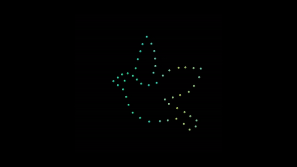 Flying bird animation - 50 drones