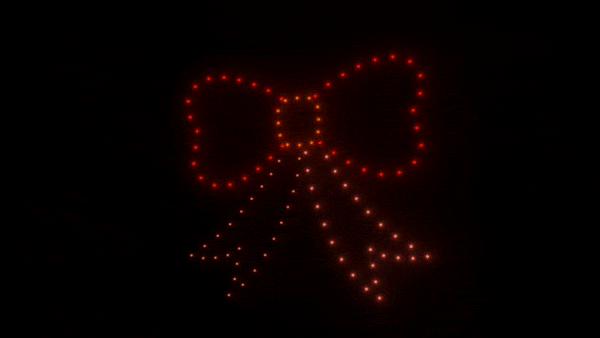 Christmas bow animation - 100 drones