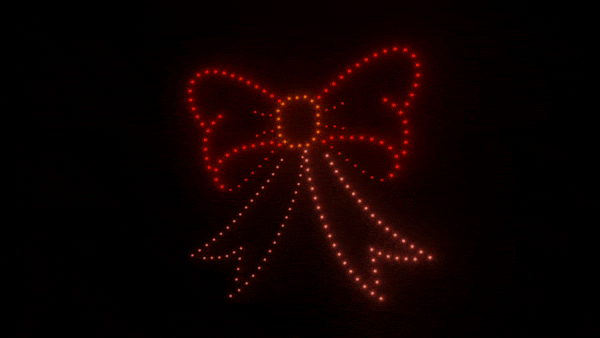 Christmas bow animation - 200 drones