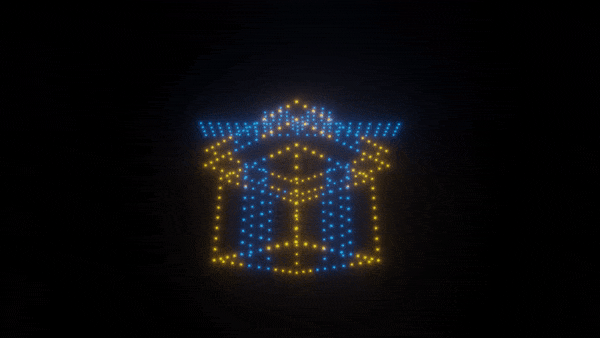 Gift box animation - 400 drones